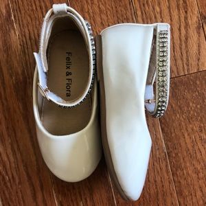 Felix and Flora brand on Amazon -White Patent with Rhinestone Strap Dress Shoe